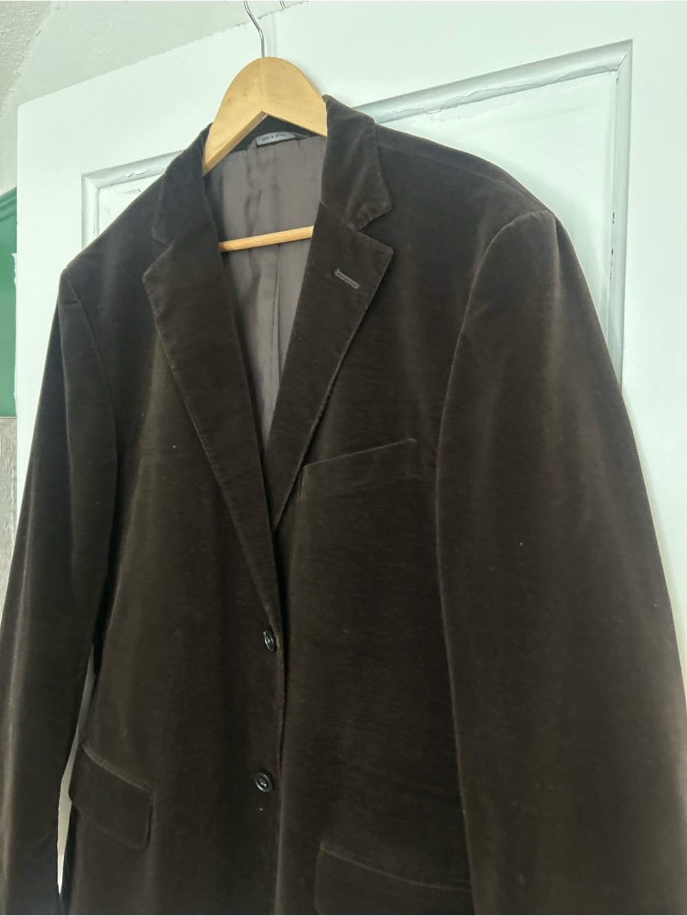 Men's Dark Brown Velvet Blazer - Two-Button Notch Lapel - Picture 2 of 13